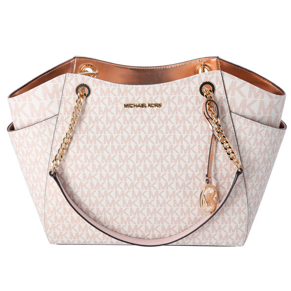 Michael Kors Handbags - Michael Kors Jet Set Travel Large Chain Shoulder Tote Rose Gold MK Signature